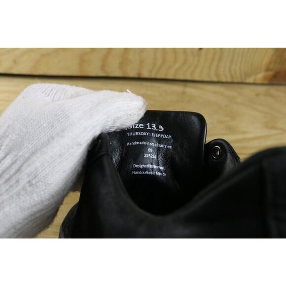Thursday Everyday Sneakers Men 13.5 Black Leather Lace Up Handmade NO INSOLES - Picture 5 of 10